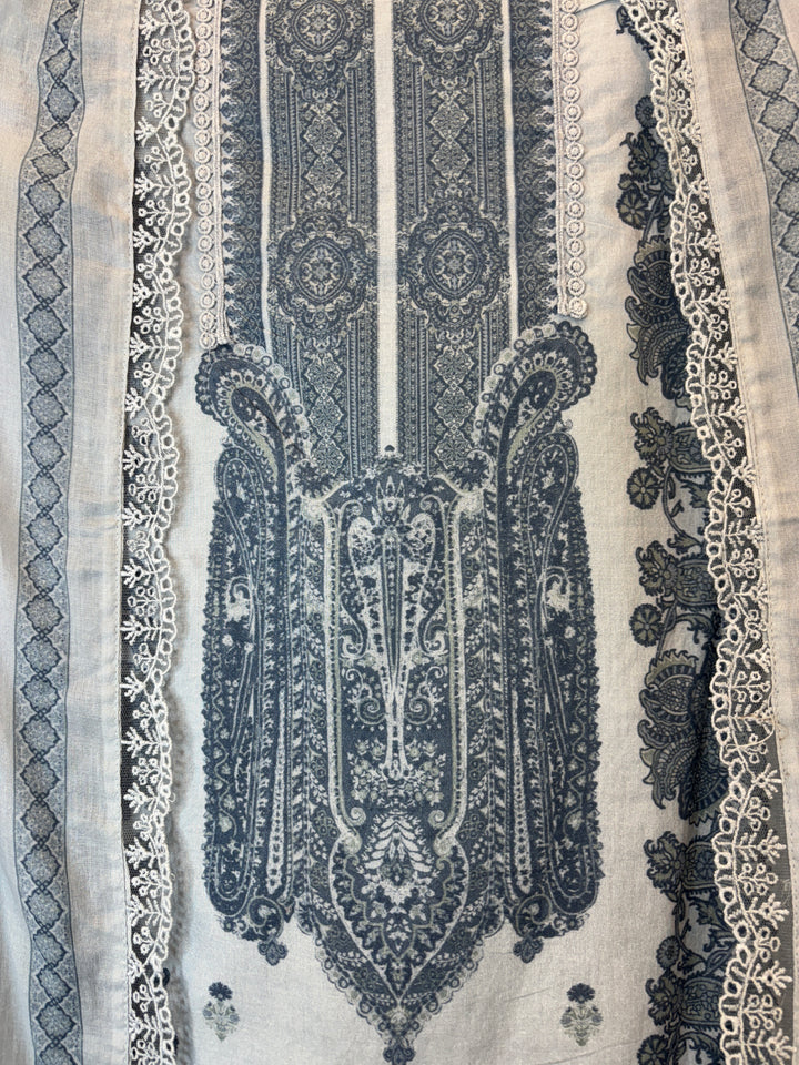 Crovera – Blue Mul Cotton Crochet Lace Suit