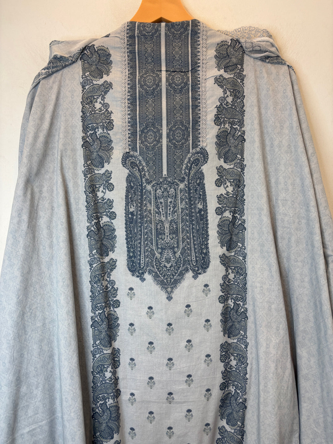 Crovera – Blue Mul Cotton Crochet Lace Suit
