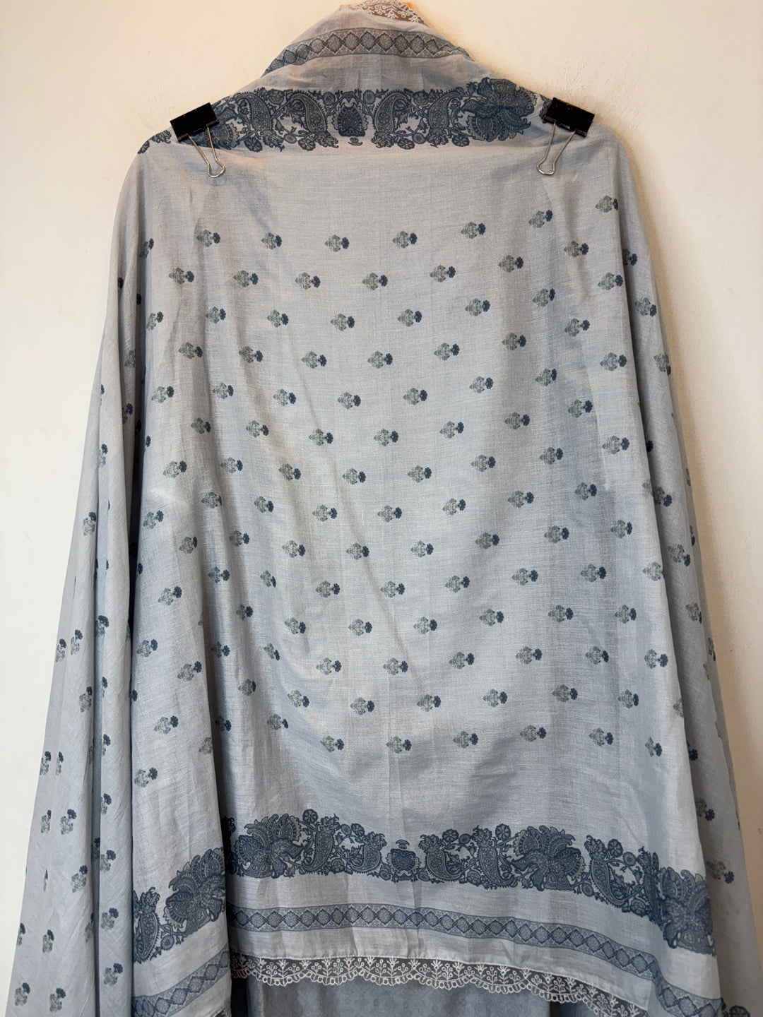 Crovera – Blue Mul Cotton Crochet Lace Suit