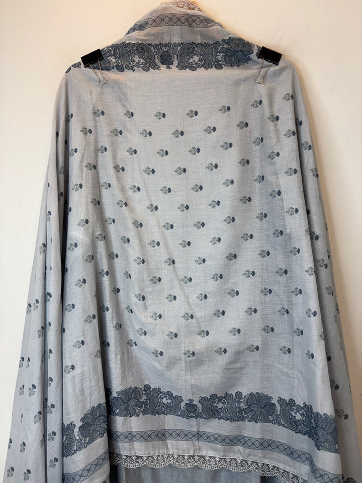 Crovera – Blue Mul Cotton Crochet Lace Suit