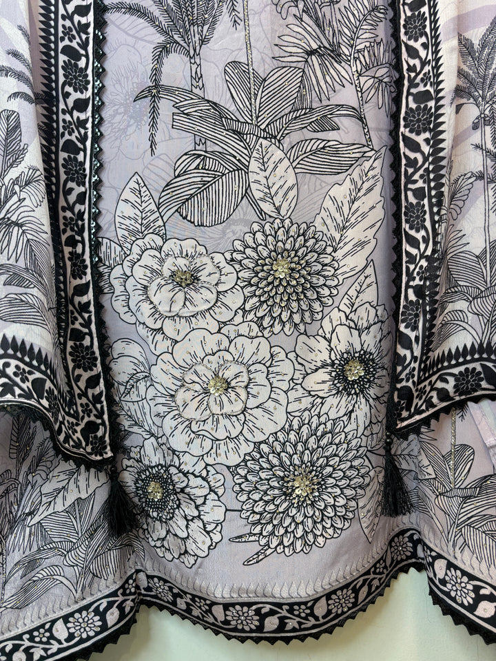 Zivara – Lavender Crepe Digital Cutdana Suit