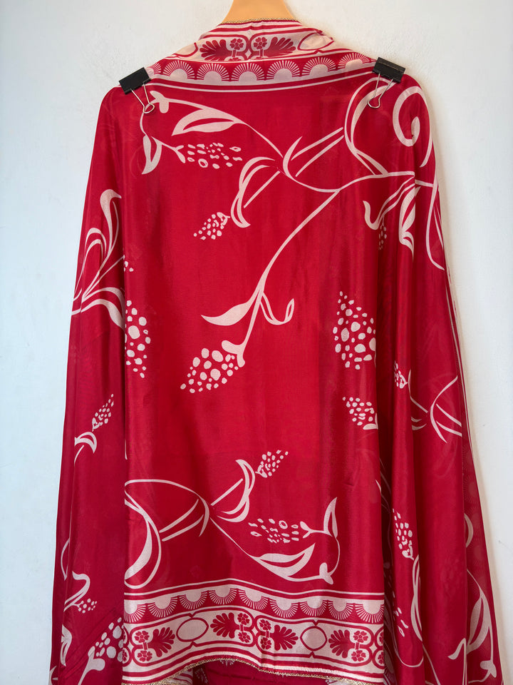 Zarela – Red Pure Crepe Pearl Print Suit