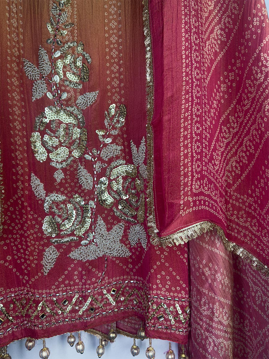 Zehra – Ombre Crushed Tissue Bandhni Suit