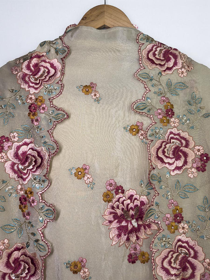 Zaria – Ivory Gold Embroidered Tissue Suit