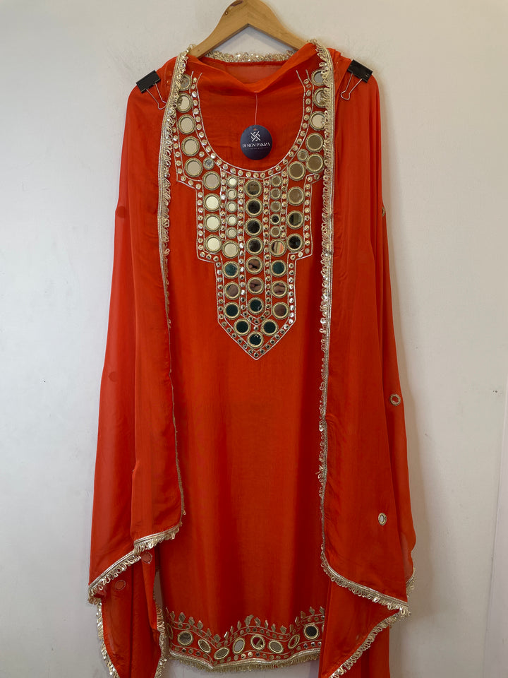 Arzoo – Unstitched Organza Mirror Work Suit