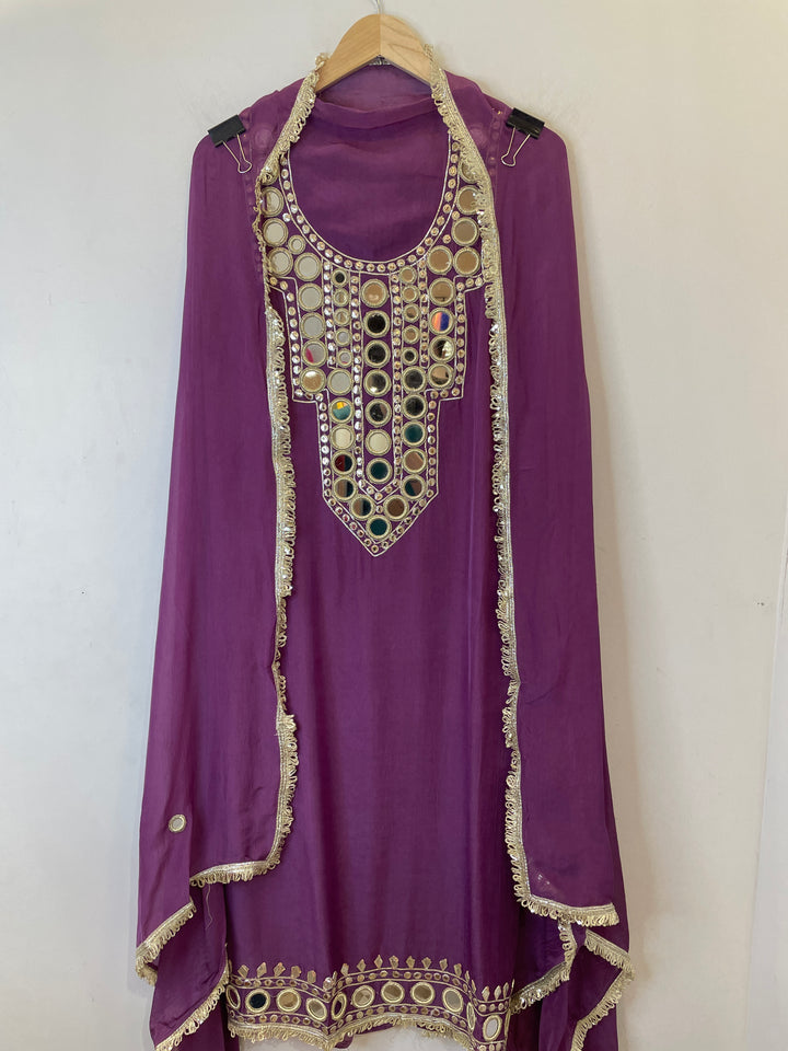 Arzoo – Unstitched Organza Mirror Work Suit