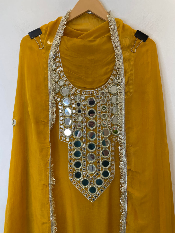 Arzoo – Unstitched Organza Mirror Work Suit