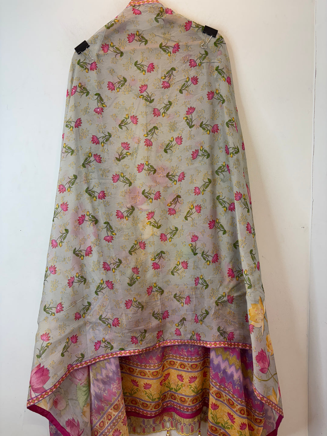 Florelle – Yellow Organza Pearl Floral Suit