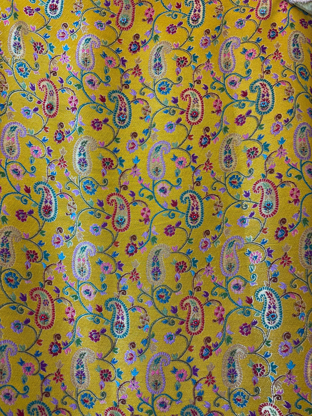 Dupira – Yellow Dupion Silk Woven Pearl Suit