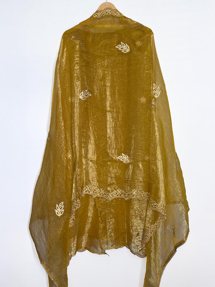 Sunehri – Laser Work Tissue Suit (Antique Mustard)
