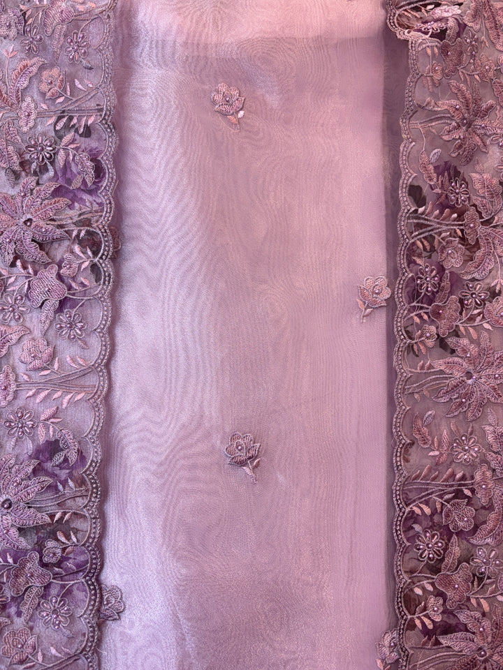 Zehvira – Pink Glass Tissue Embroidered Suit