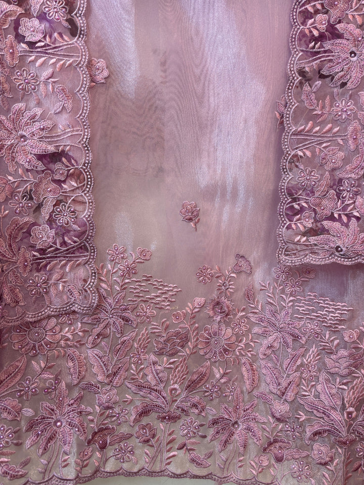 Zehvira – Pink Glass Tissue Embroidered Suit
