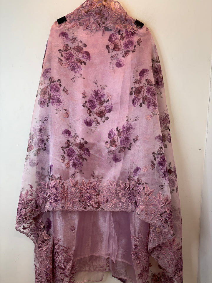 Zehvira – Pink Glass Tissue Embroidered Suit
