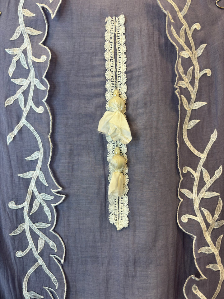 Zehvina – Purple Mul Cotton Pearl Thread Suit