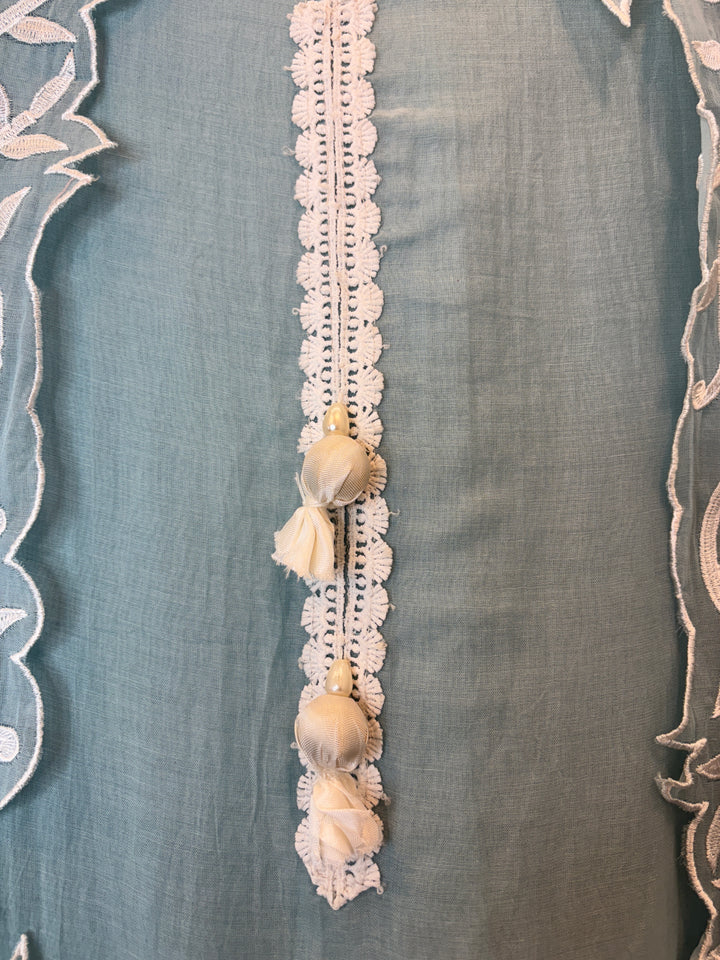 Zehvina – Blue Mul Cotton Pearl Thread Suit