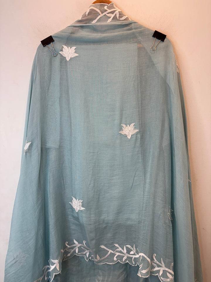 Zehvina – Blue Mul Cotton Pearl Thread Suit
