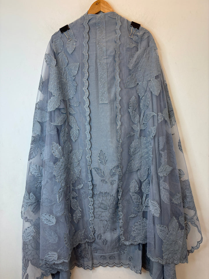 Applira – Blue Mul Cotton Appliqué Suit