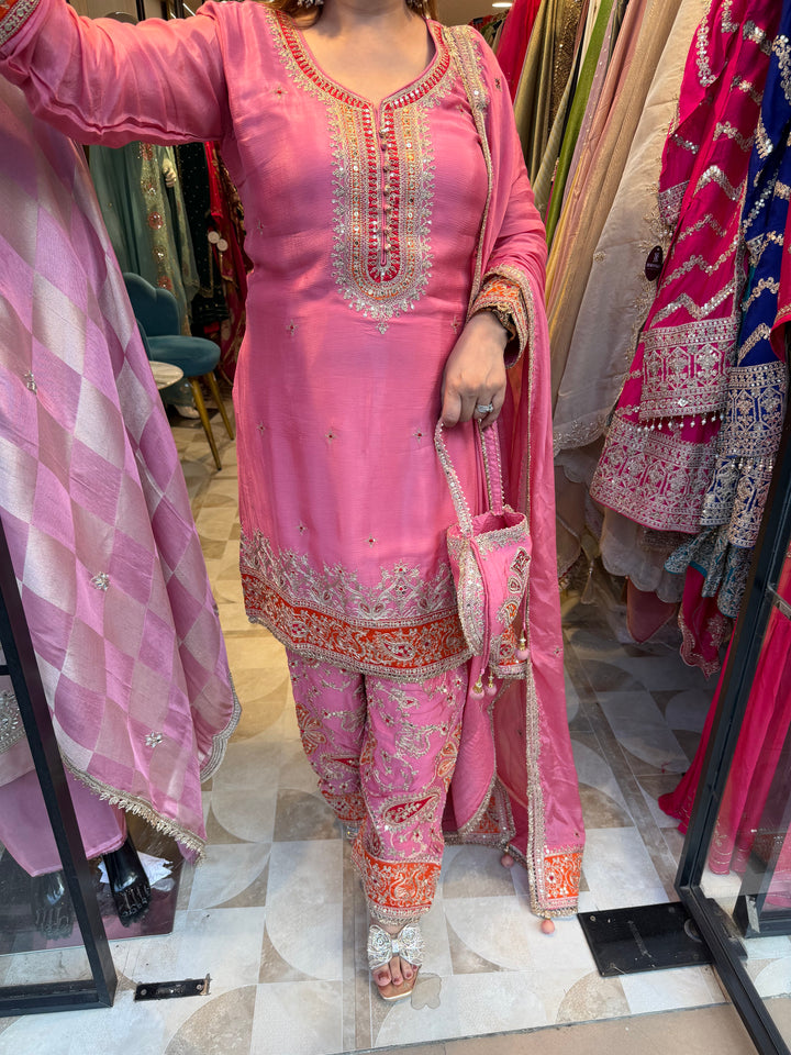 Hania – Pink Chinon Dori &amp; Sequin Farshi Salwar Set