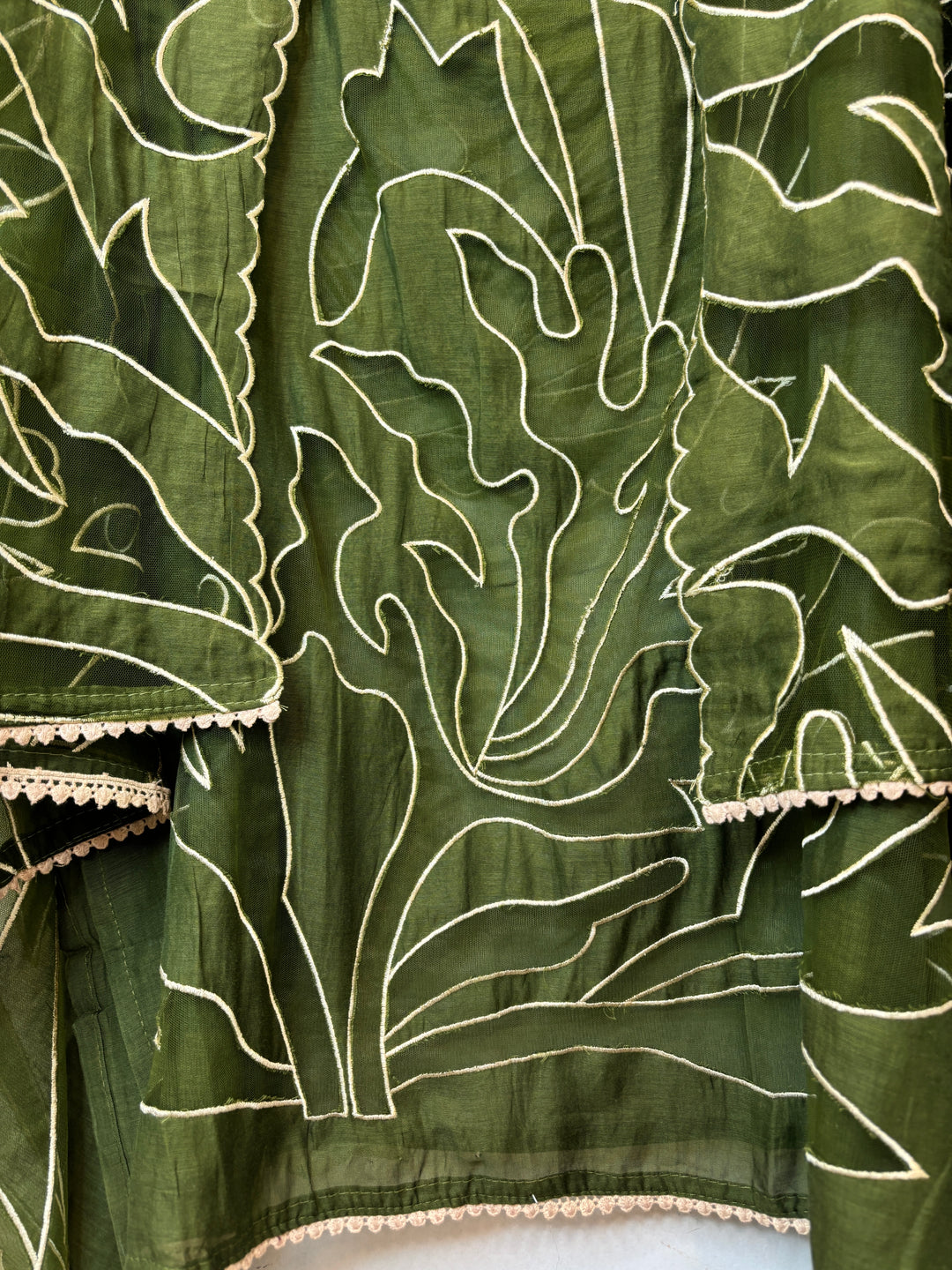 Applira – Green Mul Cotton Net Appliqué Suit