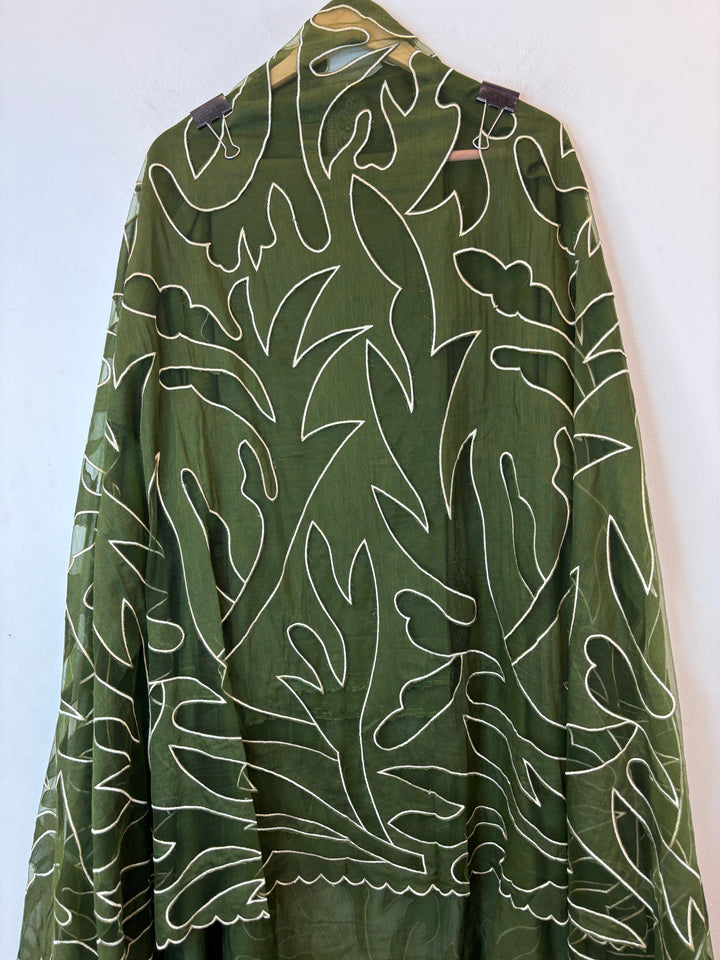 Applira – Green Mul Cotton Net Appliqué Suit