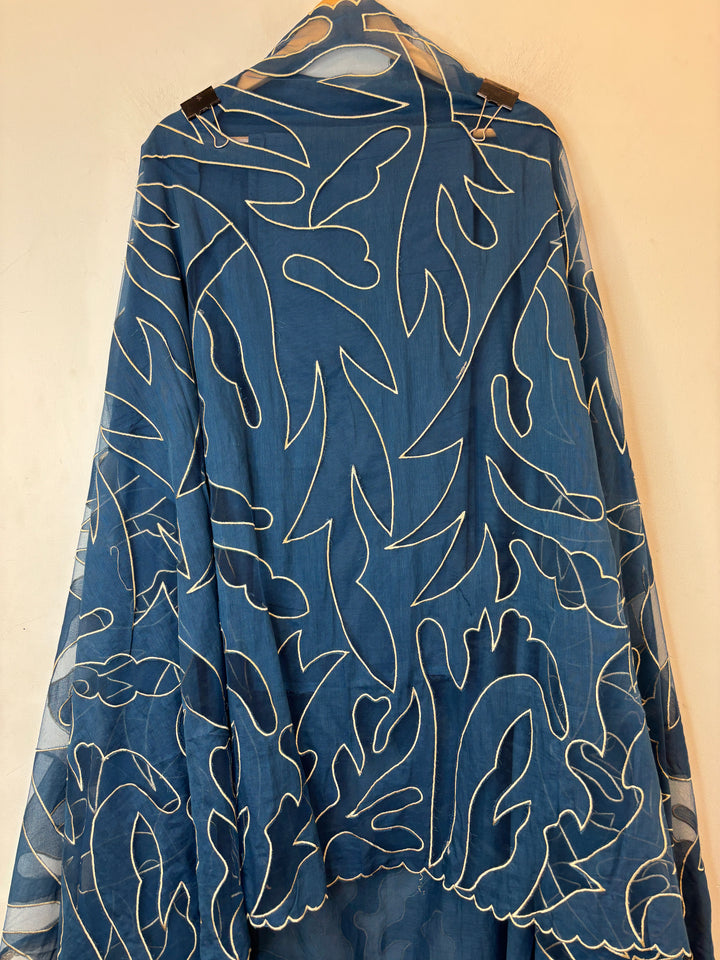 Applira – Blue Mul Cotton Net Appliqué Suit