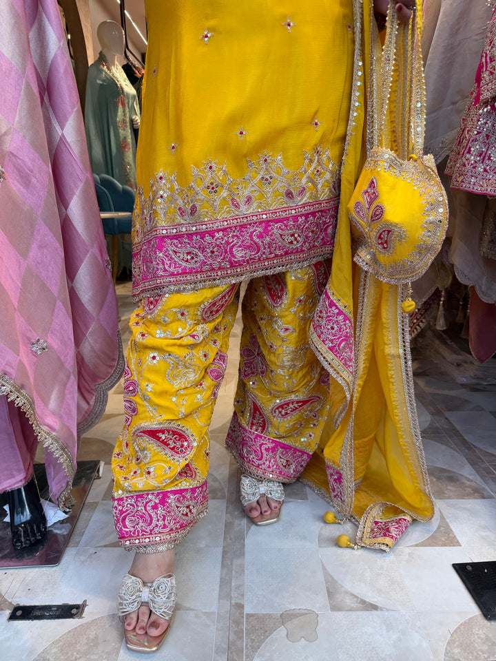 Hania – Yellow Chinon Dori &amp; Sequin Farshi Salwar Set