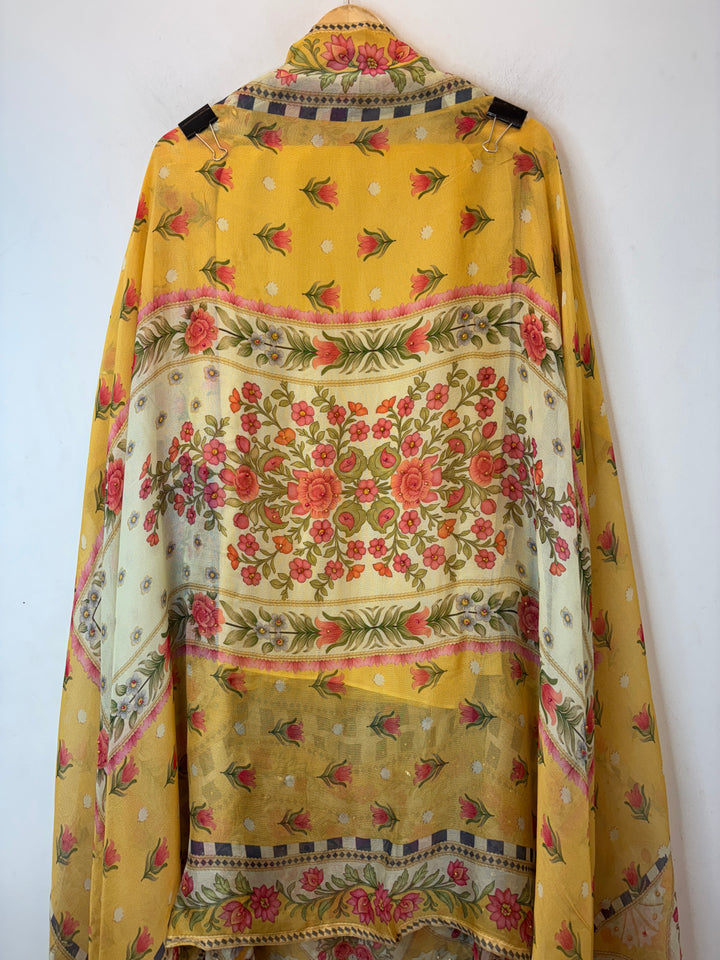 Zerina – Yellow Burberry Tissue Pearl Patch Suit