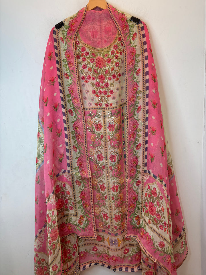 Zerina – Pink Burberry Mul Pearl Patch Suit