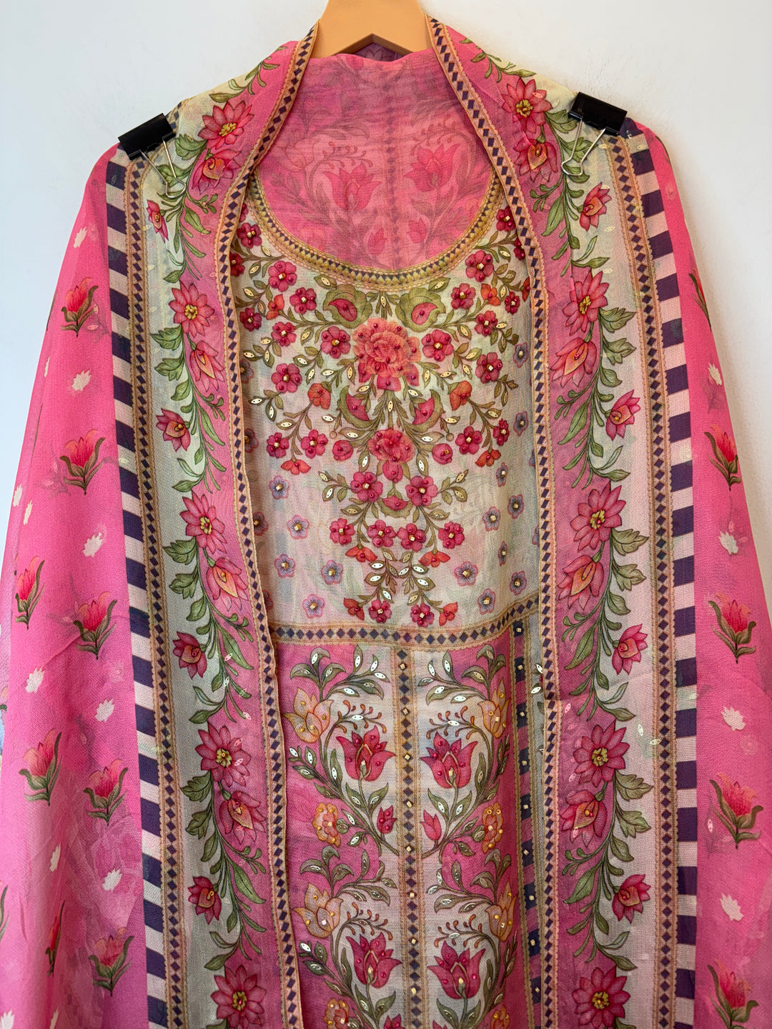 Zerina – Pink Burberry Mul Pearl Patch Suit