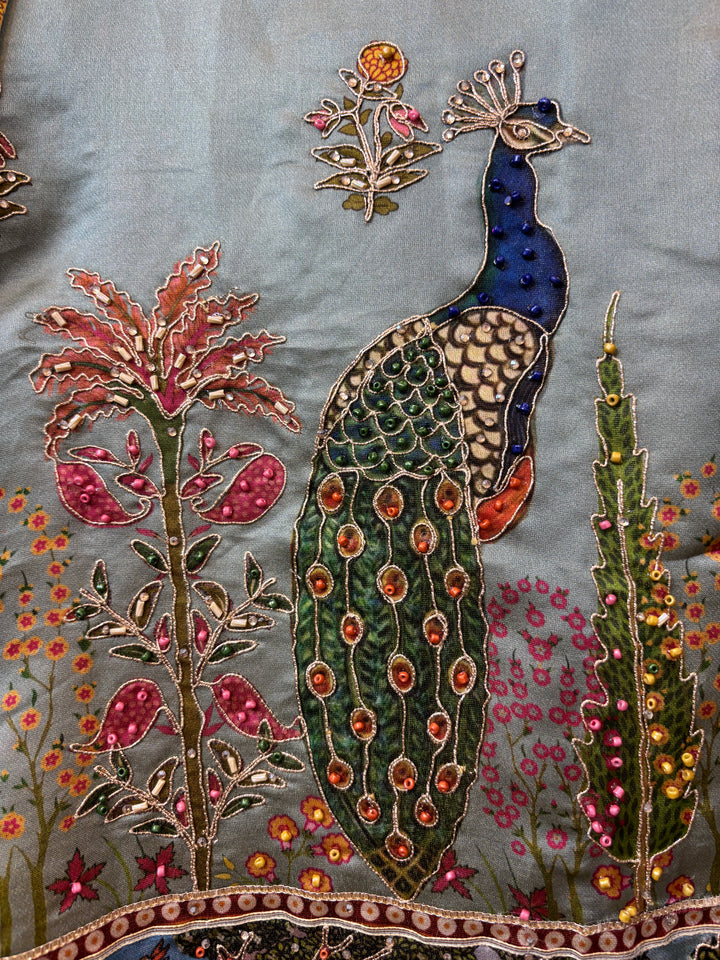Mayura – Satin Peacock Booti Suit