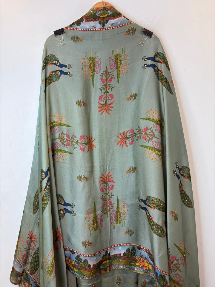 Mayura – Satin Peacock Booti Suit