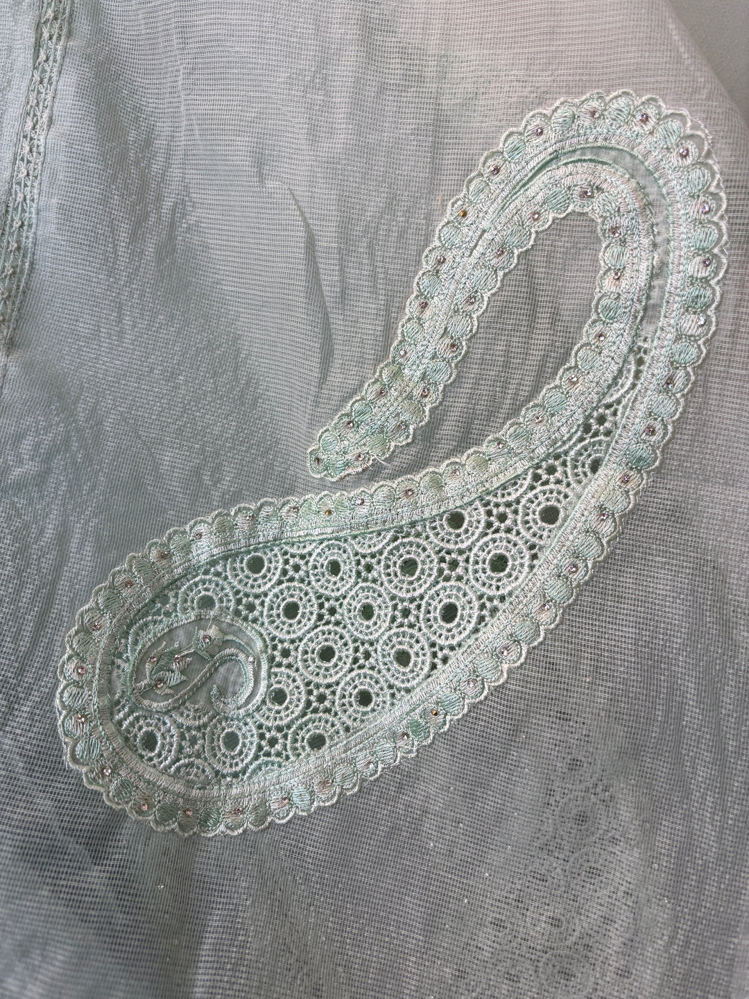 Crovela – Green Kota Crochet Lace Suit