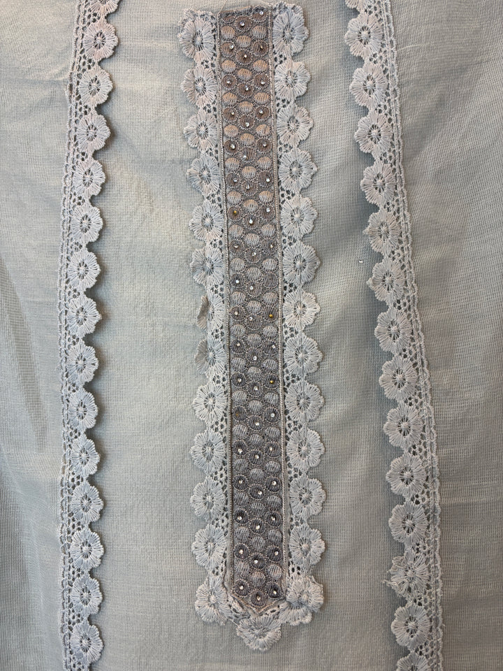 Crovela – Grey Kota Crochet Lace Suit