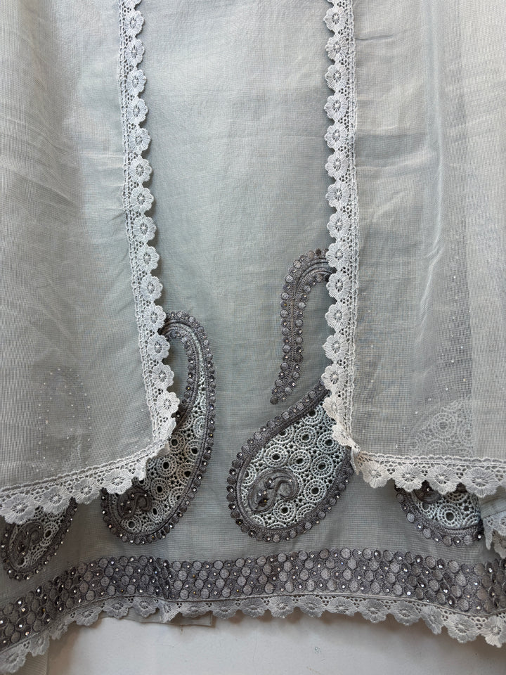 Crovela – Grey Kota Crochet Lace Suit