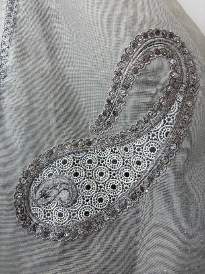 Crovela – Grey Kota Crochet Lace Suit