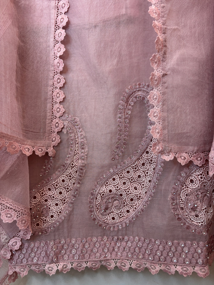 Crovela – Pink Kota Crochet Lace Suit