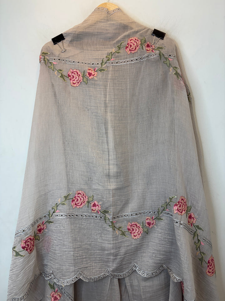 Crovena – Grey Mul Cotton Crochet Suit