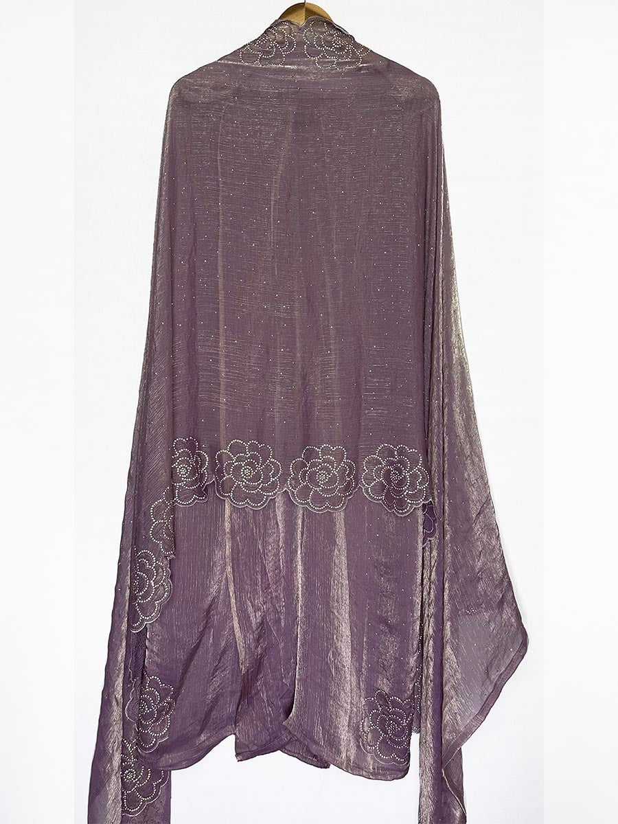 Zarina Jamuni – Chiffon Organza Stone &amp; Cutwork Suit