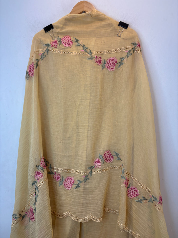 Crovena – Yellow Mul Cotton Crochet Suit