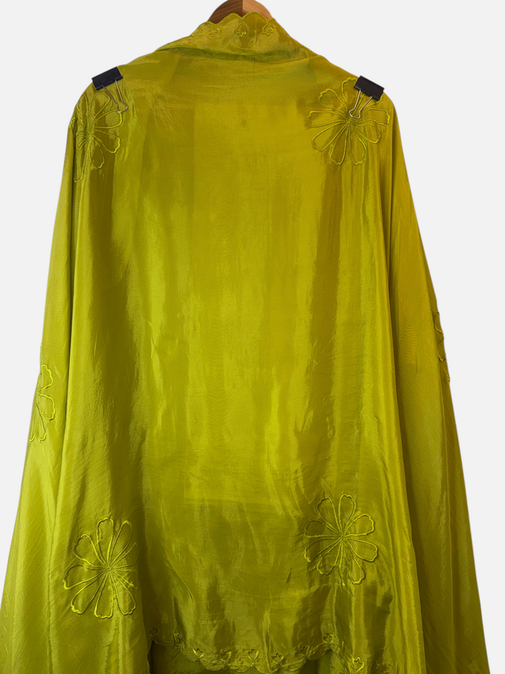 Elina – Green Silk Organza Pearl Embroidered Ensemble