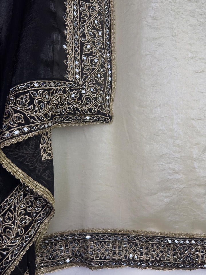 Gulnoor Noir – Glass Organza Zari &amp; Mirror Work Suit