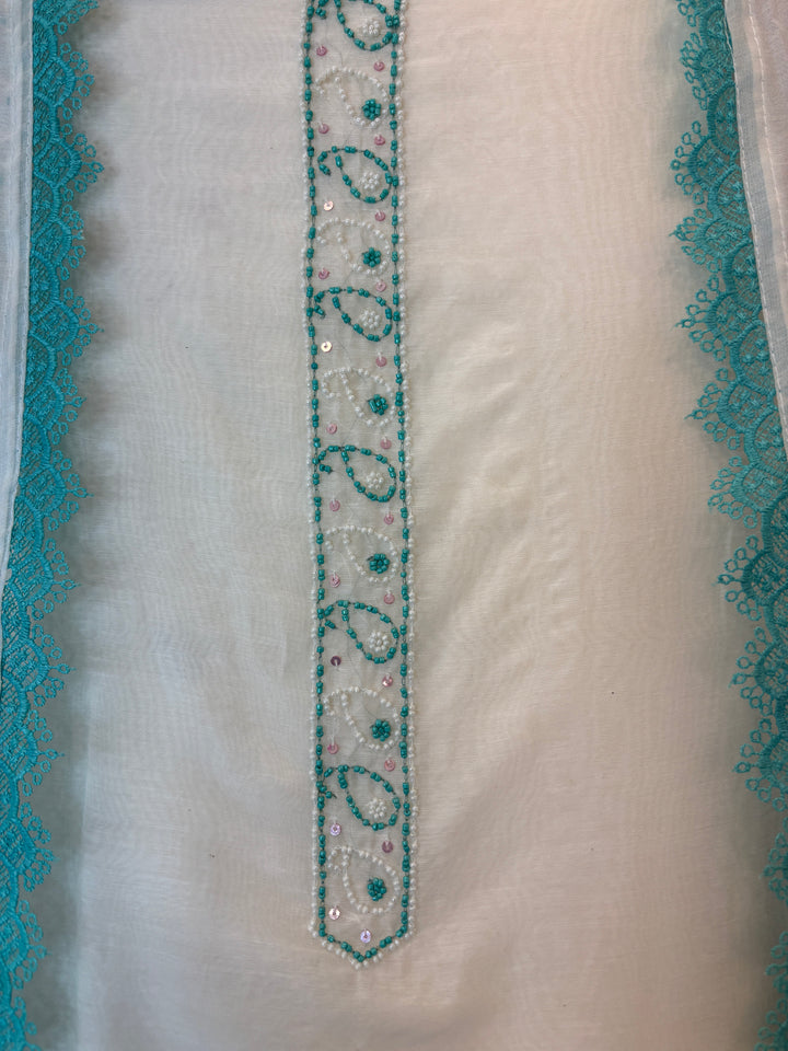 Blue Mul Chanderi Hand-Painted Floral Suit Set