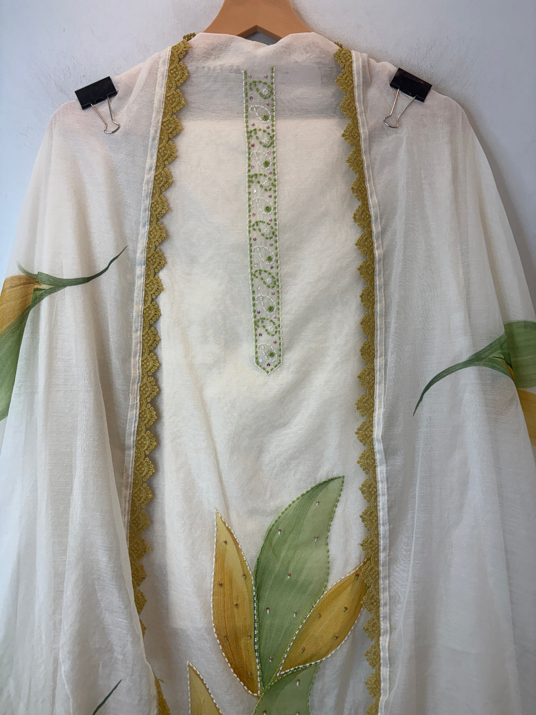 Zehvaya – Yellow Blue Chinon Beaded Sharara Set