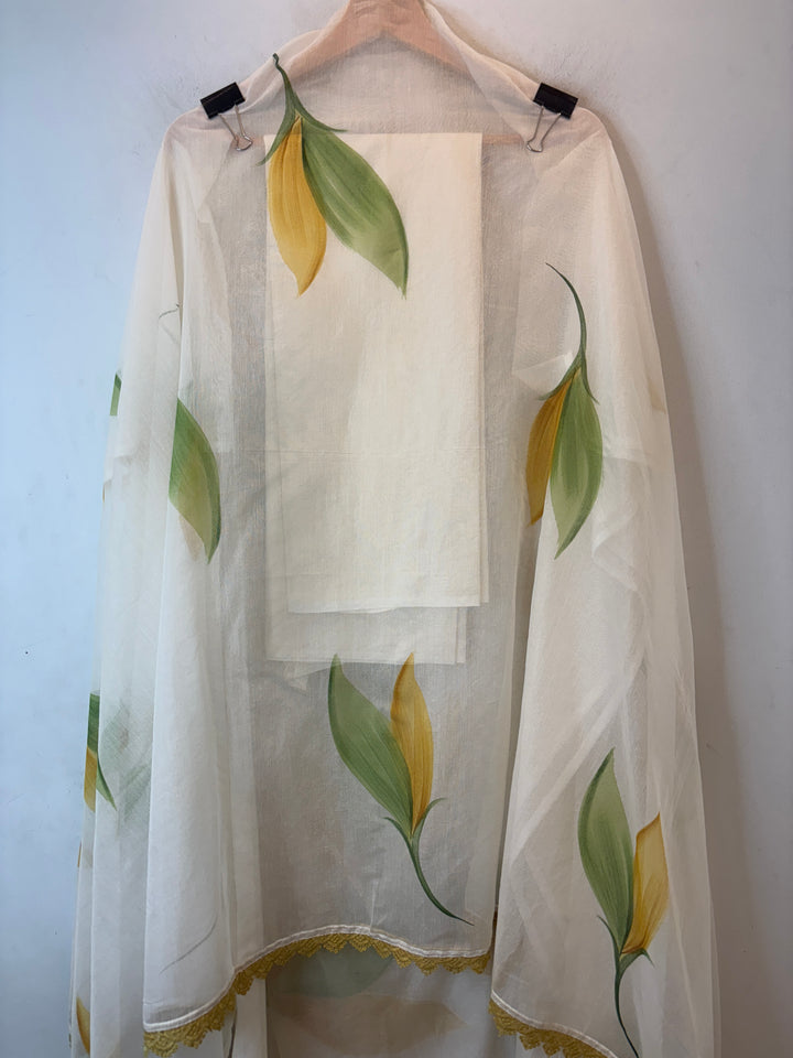 Zehvaya – Yellow Blue Chinon Beaded Sharara Set