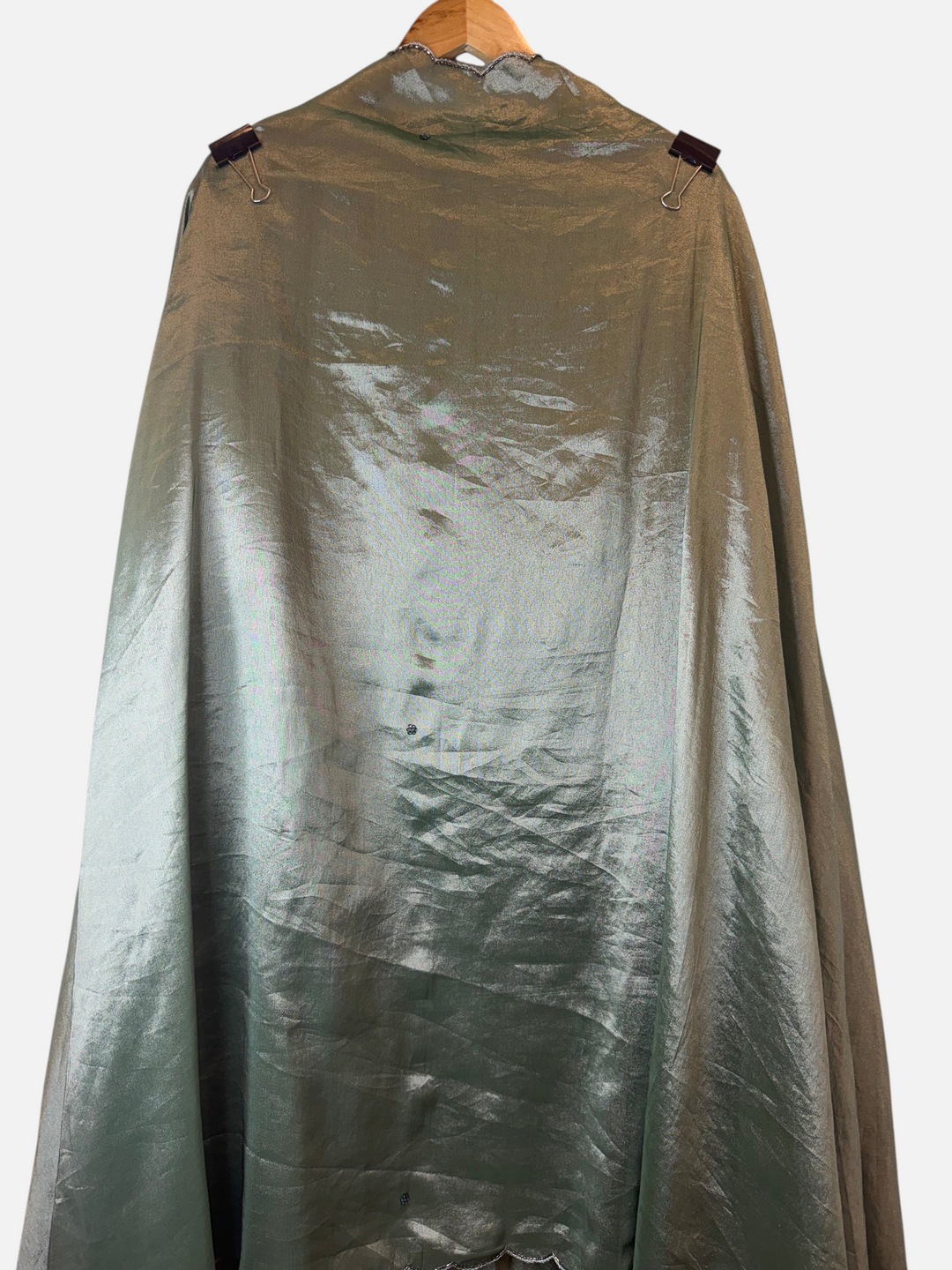 Design by Pakiza unstitched Kanjivaram silk fabric in a shimmering sage green tone for a traditional ensemble