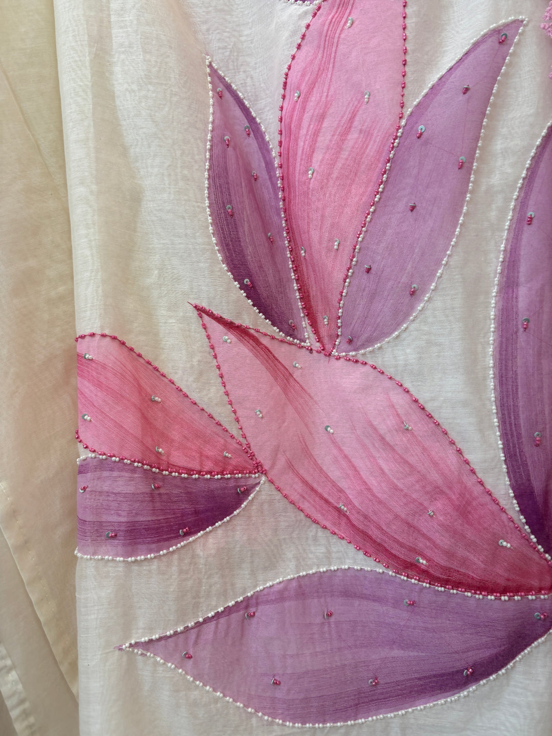 Pink Mul Chanderi Hand-Painted Floral Suit Set