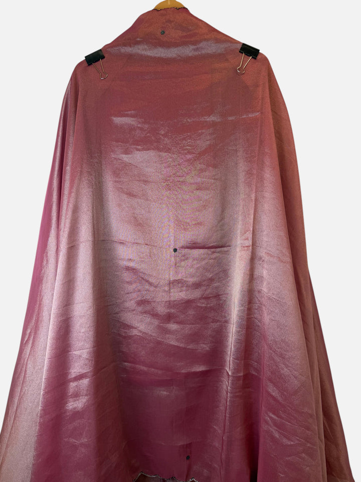 Design by Pakiza unstitched Kanjivaram fabric in a shimmering rose pink hue for a traditional ensemble