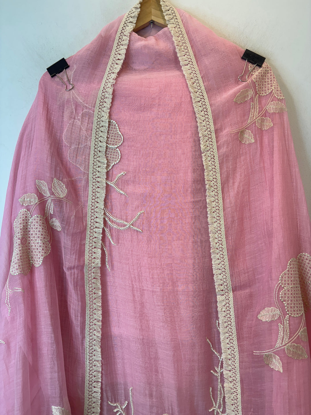 Zarevia – Pink Mul Cotton Embroidered Tassel Suit