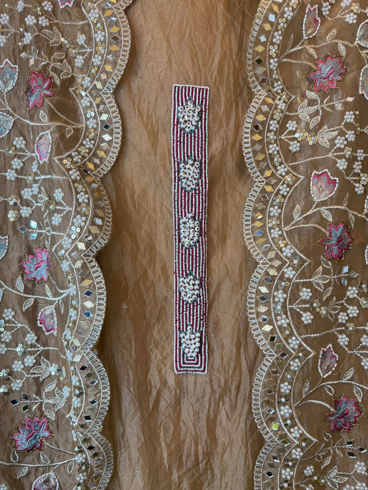 Zareen – Yellow Crush Tissue Pearl &amp; Mirror Work Ensemble