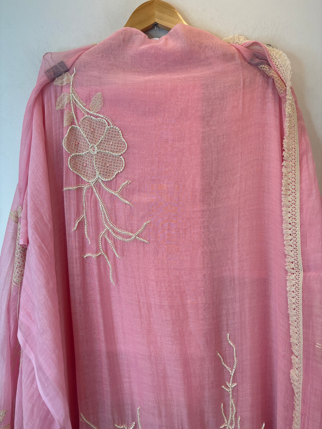 Zarevia – Pink Mul Cotton Embroidered Tassel Suit